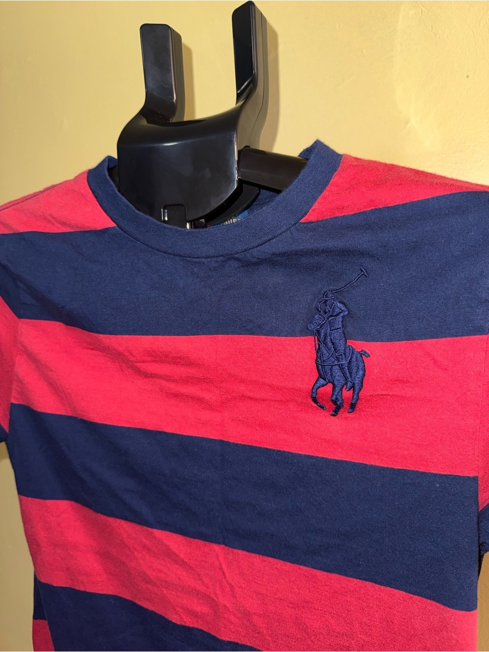 Polo by Ralph Lauren Red & Navy Striped Short Sleeve Tee